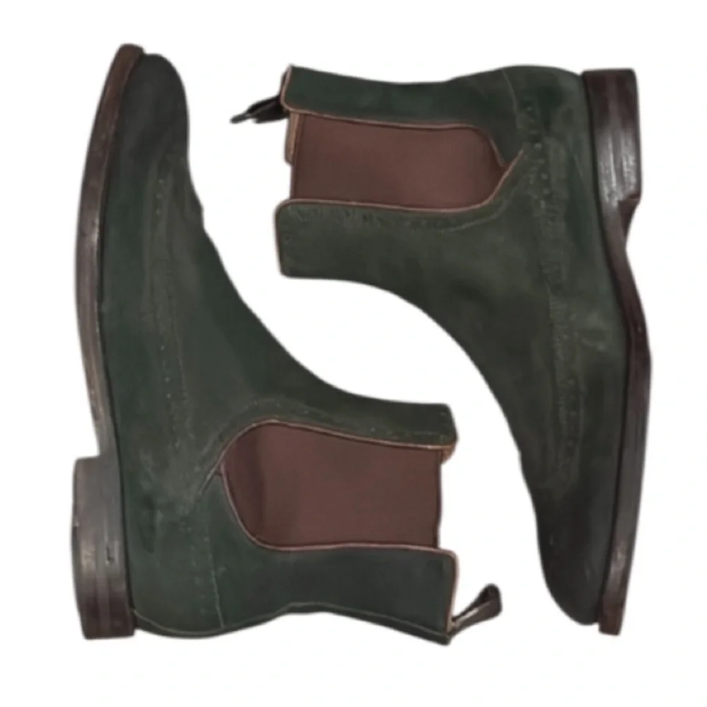 Authentic Jimmy Choo luxury designer men's army green suede leather boots sz 9.5
